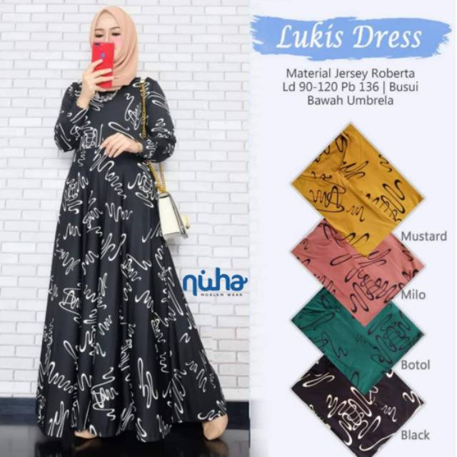 Dress Hijab Bahan Jersey Roberta Motik Unik | Casual Dress Murah Terlaris | Gamis Jersey Solo