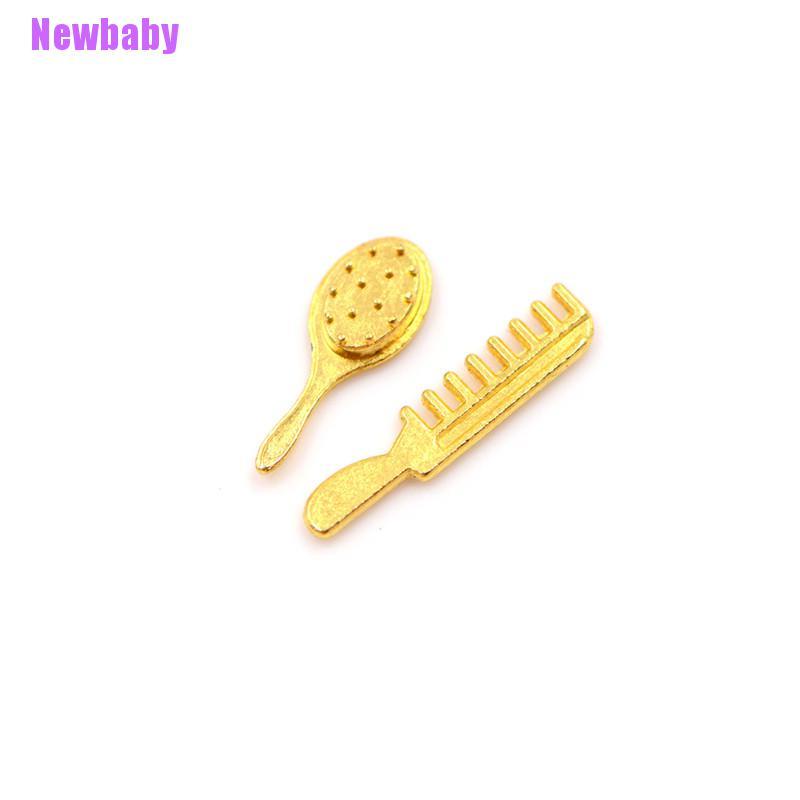 Newbaby Mainan Miniatur Hair Dryer + Sisir + Cermin Untuk Aksesoris Rumah Boneka 1 / 12