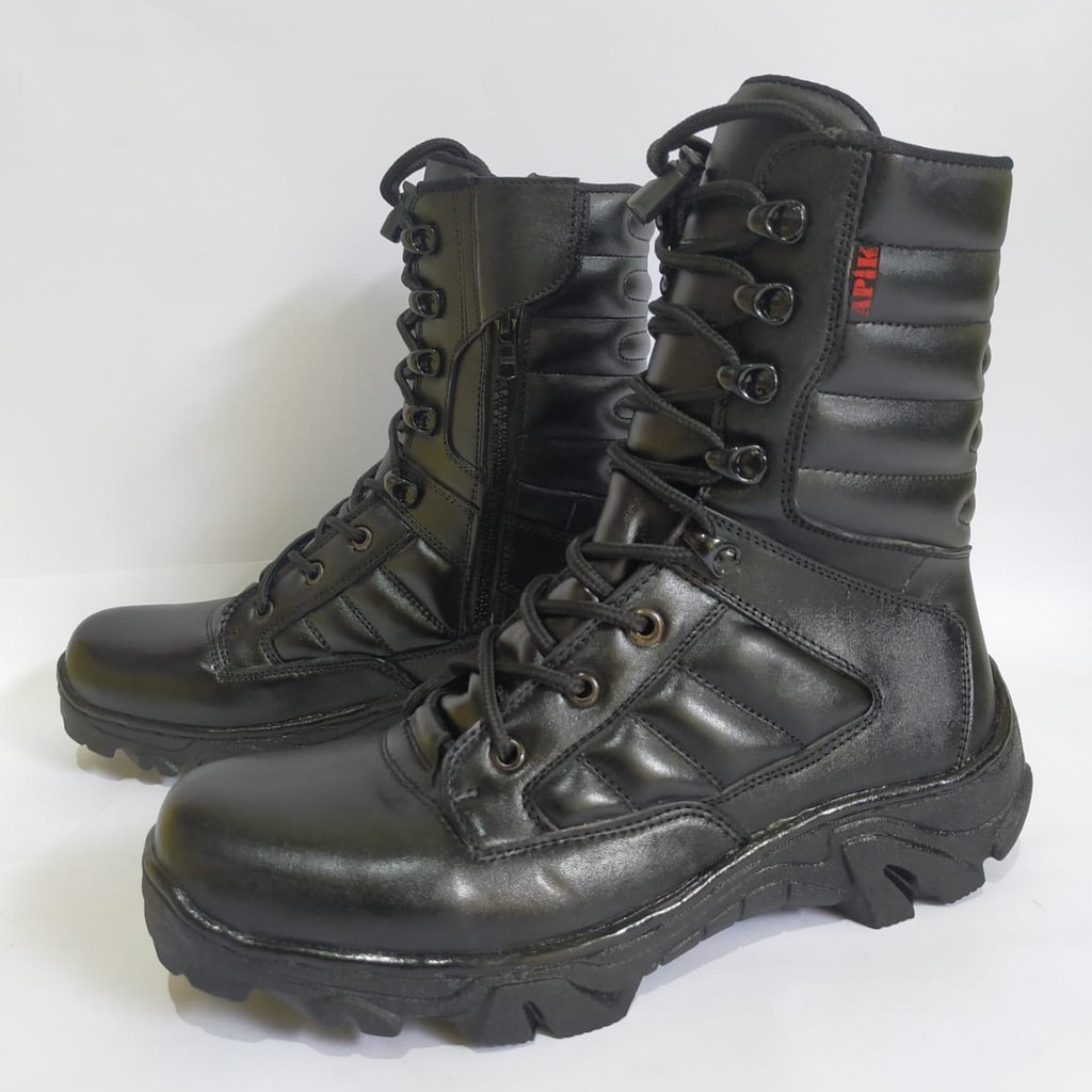 SEPATU PDL PASKHAS ASLI KULIT SAPI MERK APIK SEPATU PDL TNI POLRI SECURITY SATPAM DINAS LAPANGAN