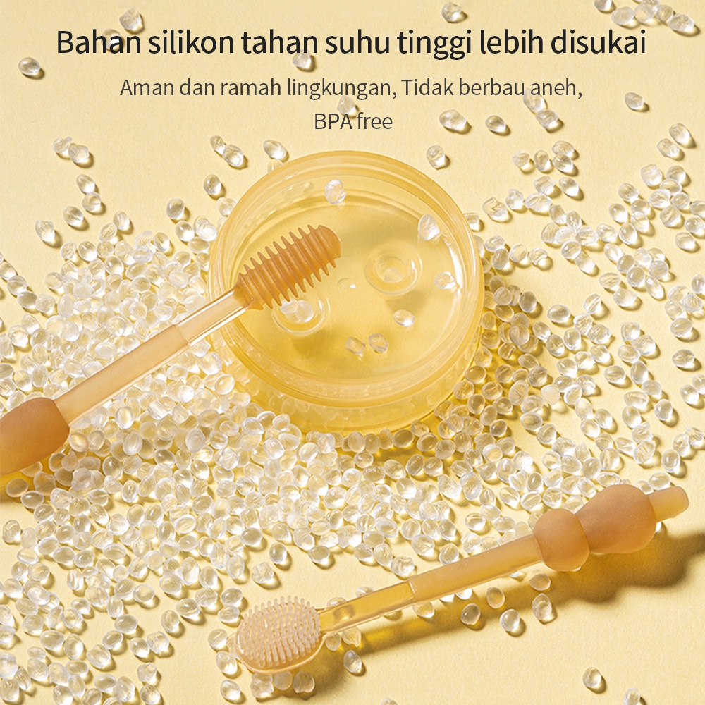 AIKOKY Sikat gigi bayi silikon/Sikat lidah bayi Dengan kotak penyimpanan Cocok untuk 0-18 bulan