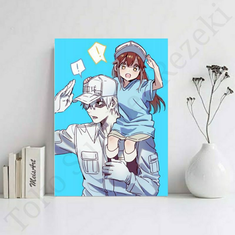 

Poster Hataraku Saibou Cells at Work Anone Leukocyte Cell Kanvas A4