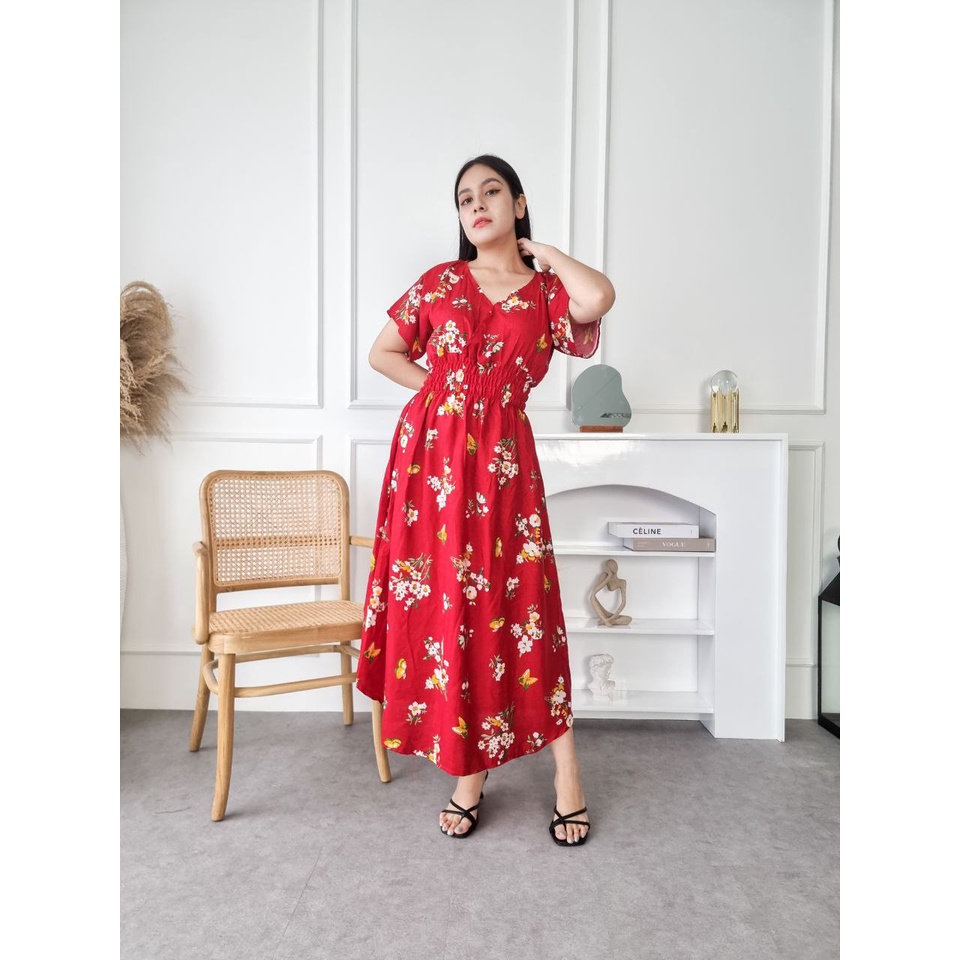 Daster Putri Bali [DPB] Dress Daster Kezia Panjang Motif Farfalla Bunga Bisa COD