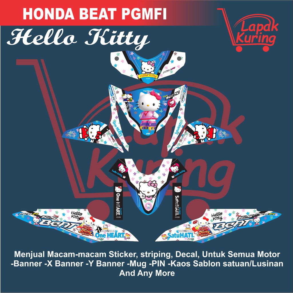 Decal Sticker Honda Beat Pgmfi Hello Kitty Biru Shopee Indonesia