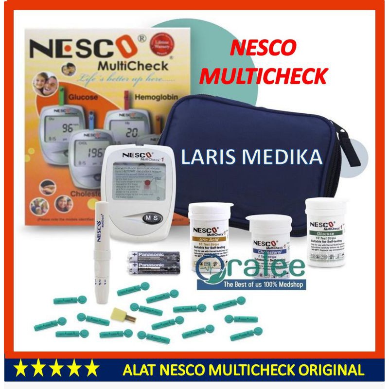 Alat NESCO Multicheck GCU 3 in 1 Cek Gula Darah, Kolesterol, Asam Urat