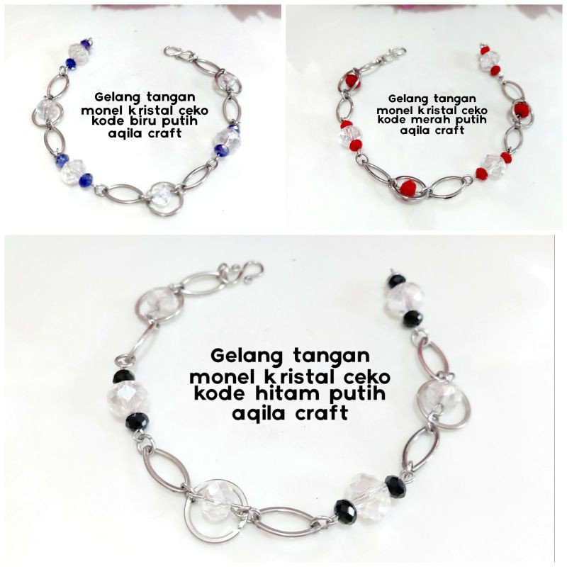 GELANG TANGAN MONEL KRISTAL RANTAI CHACHA GELANG ANTI KARAT TIDAK BERUBAH WARNA TIDAK LUNTUR TIDAK MENGHITAM MIX KRISTAL CEKO