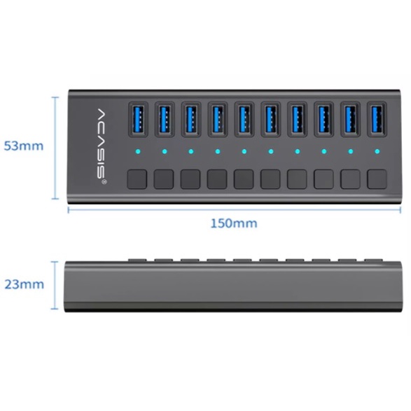 USB HUB 10 Port USB 3.0 ACASIS HS710 High Speed Include Power Adaptor