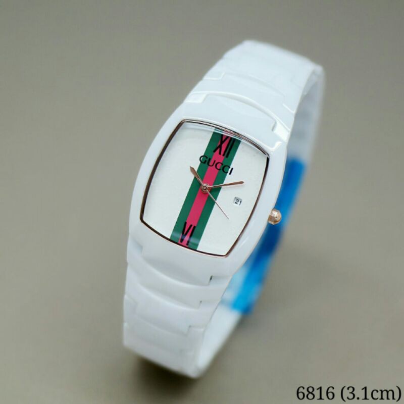 Jam Tangan Fashion Wanita GC Full Keramik 6816 Rantai Keramik Tanggal Aktif Free Box - COD
