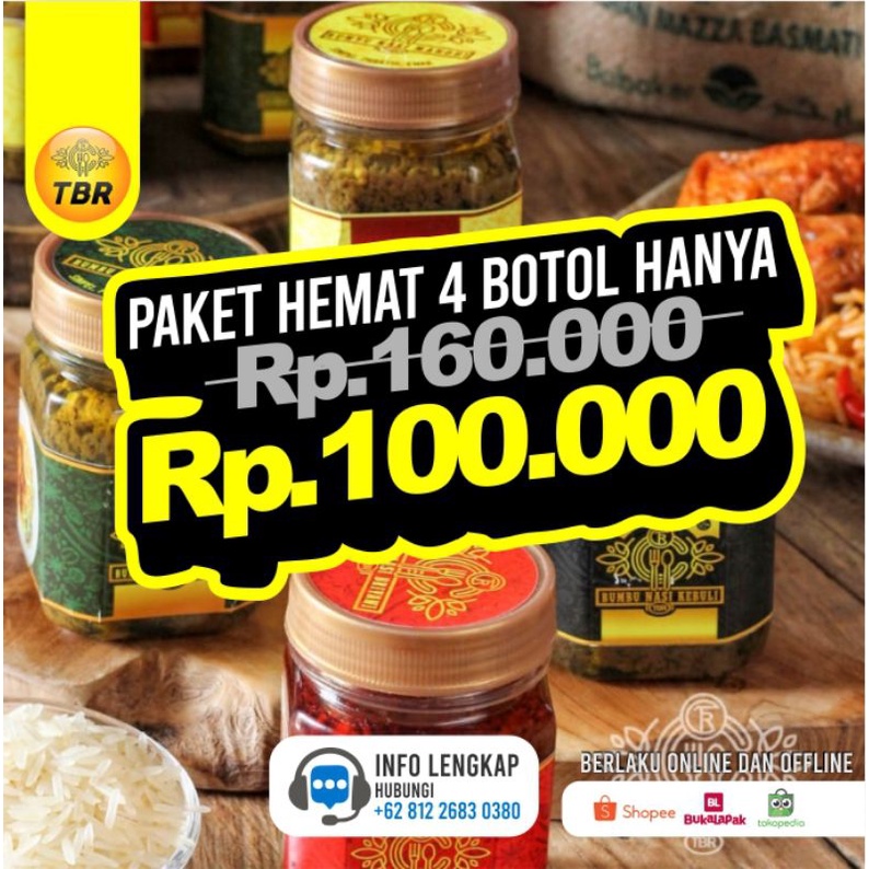 

TBR Paket 4 Botol Bumbu Nasi Kebuli Nasi Mandhi Nasi Biryani Nasi Bukhori 200gr
