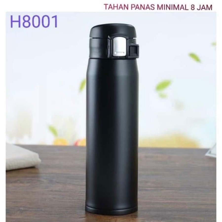 (COD) Termos tutup Kancing polos Edisi Hitam / Termos Kancing / Botol minum