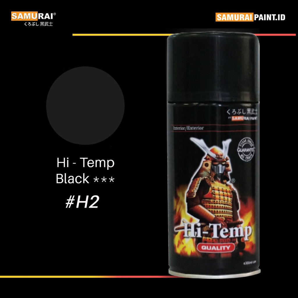 Samurai Paint Hi temp #h2 ( isi 300 ml &amp; Warna hitam doff ) cat khusus knalpot tahan panas 600drajat