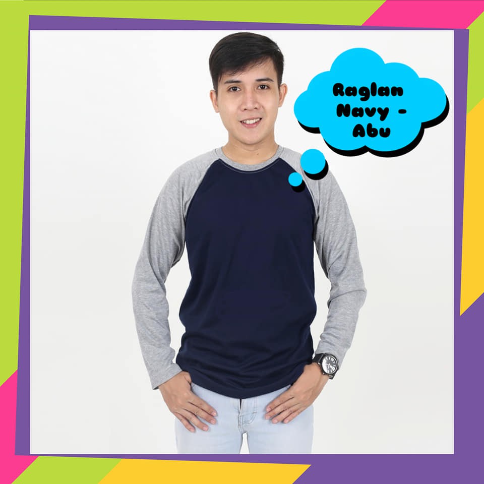 raglan navy - kaos raglan navy polos - raglan polos - kaos raglan
