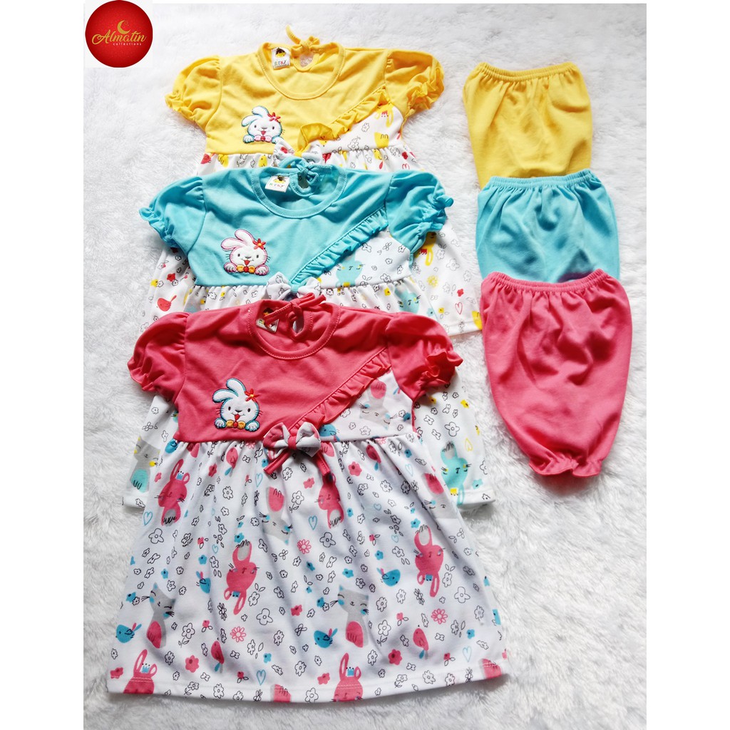 (Isi 3 Stel) Termurah Setelan Baju Bayi Perempuan / Dress Baju Bayi Perempuan / Baju Bayi Perempuan