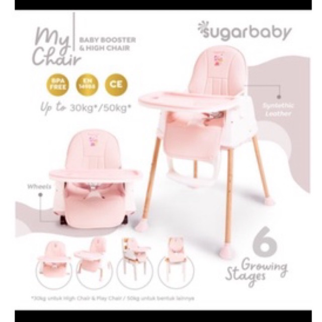 SUGAR BABY My Chair Baby Booster & High Chair 6 in 1 / PINK