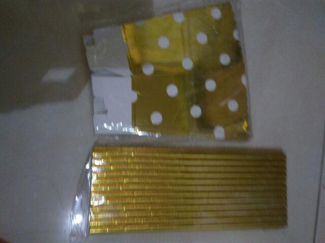 25pcs/sedotan Kertas/mas/silver/paper Straw