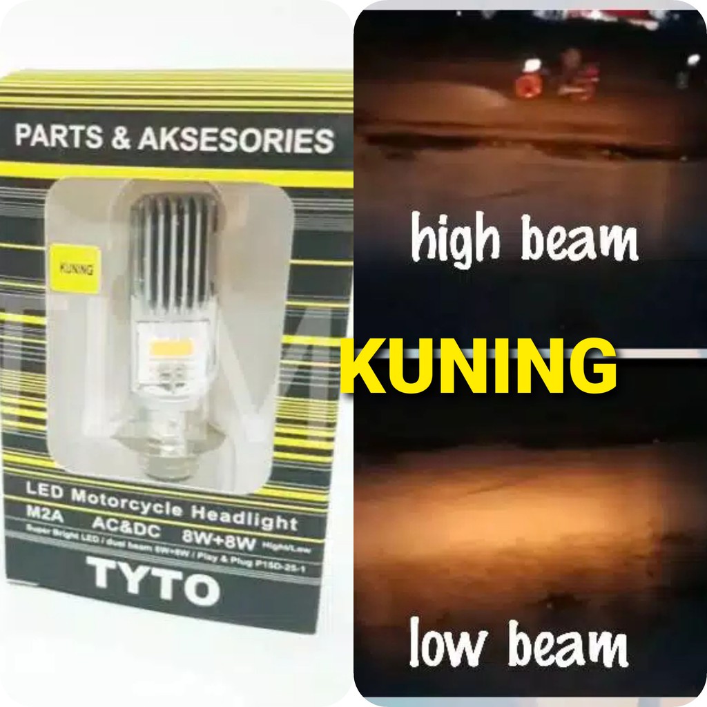 Lampu LED AYOTO KUNING AC DC Depan Utama Hi Low High Lo Motor Socket H6 2 Sisi Universal PnP