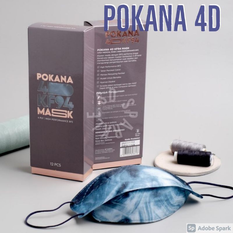 masker Pokana 4D KF94 - Marble Colour