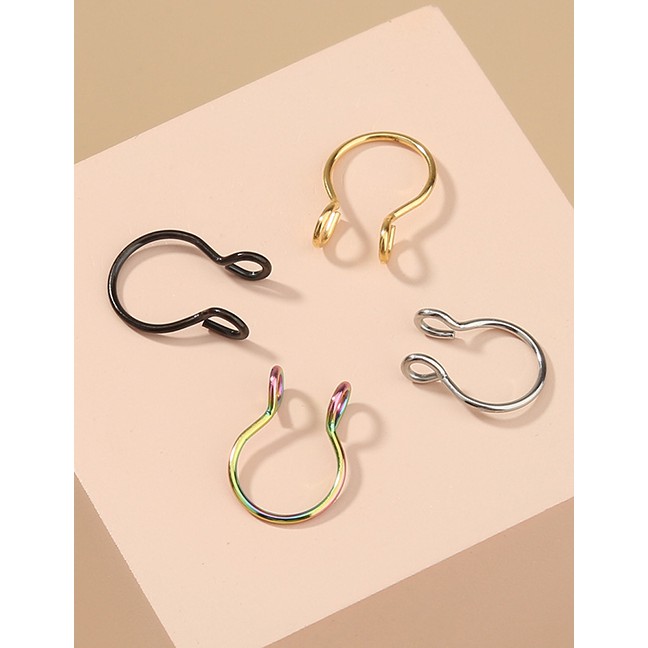 LRC Anting Hidung Fashion Color Mixing No Need To Wear Fake Nose Nails K78084