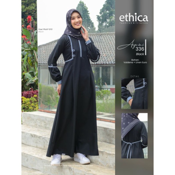 Gamis Ethica Ayumi 336 Black / Ayumi 336 Cream / Dress Ethica / Black Dress / Gamis Polos