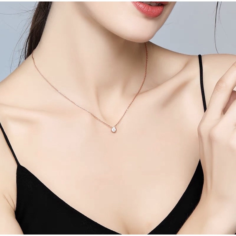 Kalung Titanium Wanita Mata Satu Kalung Wanita Permata