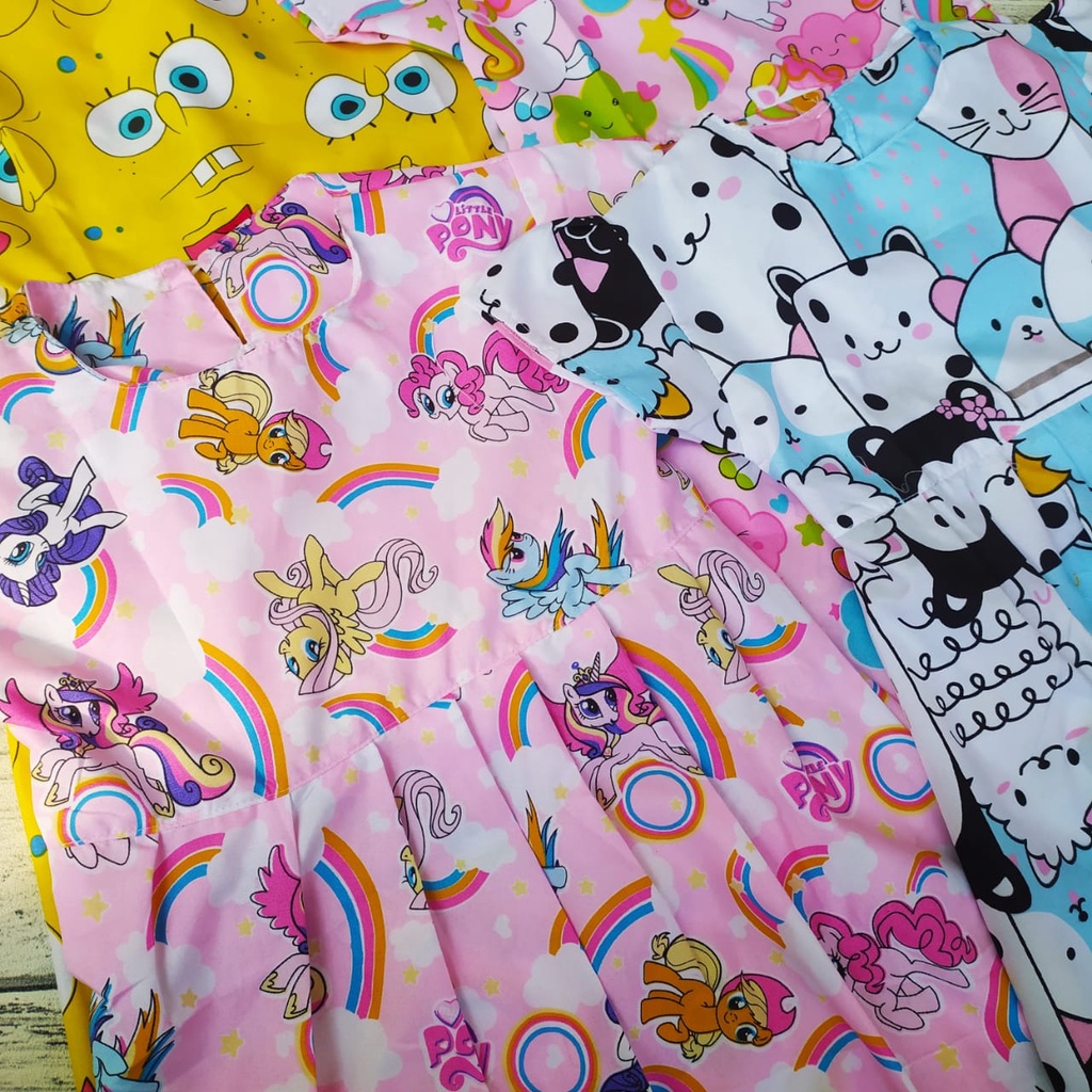 Dress Anak Perempuan Daster Anak Motif Lucu Lengan Pendek Raffle Untuk Usia 2-5 Tahun Terlaris