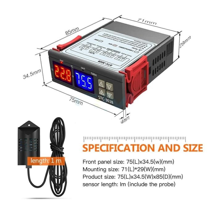 STC-3028 Themohygrostat 220V AC Temperature &amp; Humidity Controller