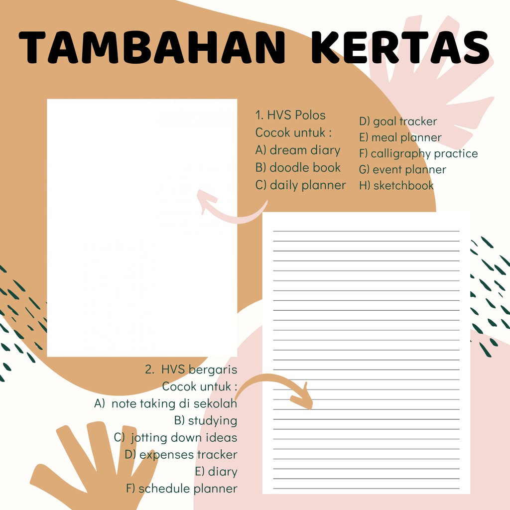 Tambahan 50 Lembar Kertas Polos/Bergaris/Dotted/Grid Buku Tulis A4 & A5 & B5 Writescape