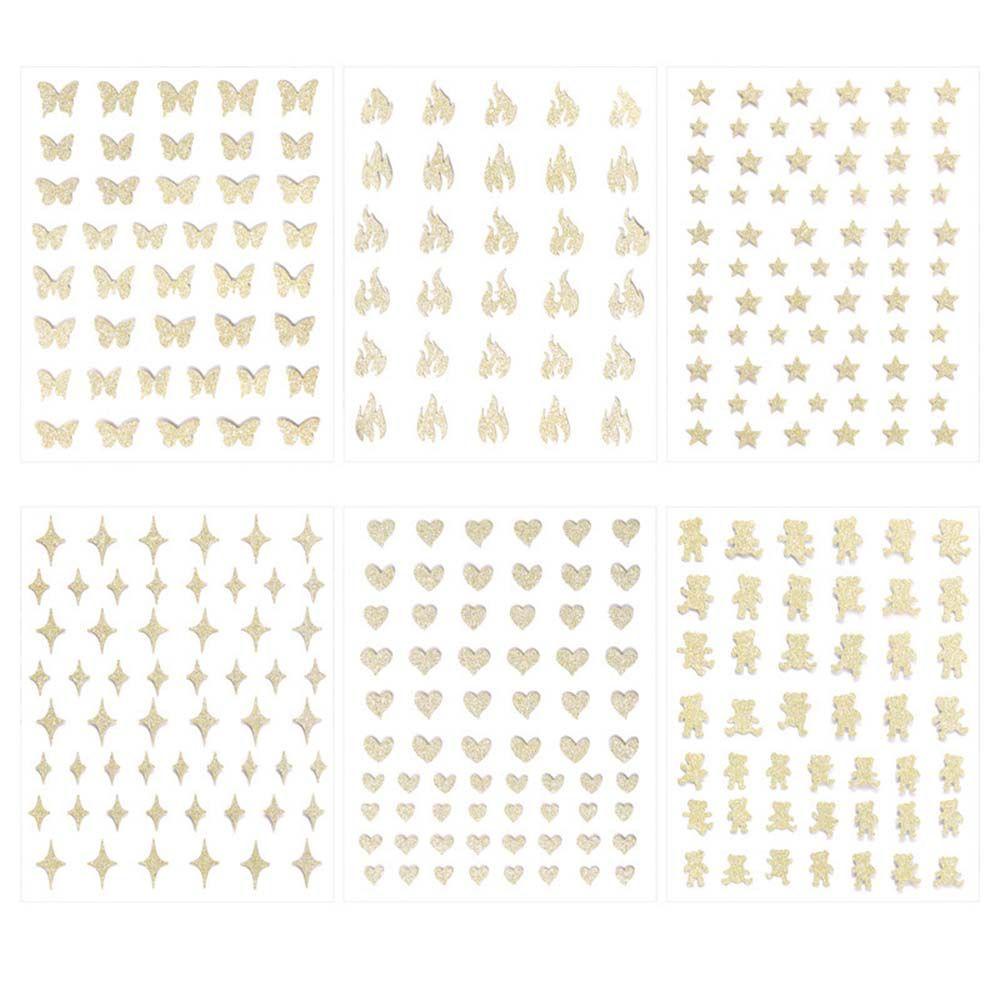 AUGUSTINA Agustina Stiker Nail Art Gaya Perancis Menarik Cinta Hati Kupu-Kupu Aplikasi Bear Manicure Tool