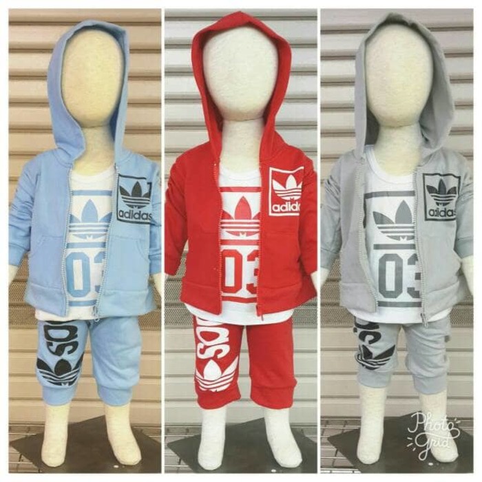 Baju Setelan Anak Bayi Laki Cowok Kaos Kutung Jaket Training Adidas  promo murah grosir