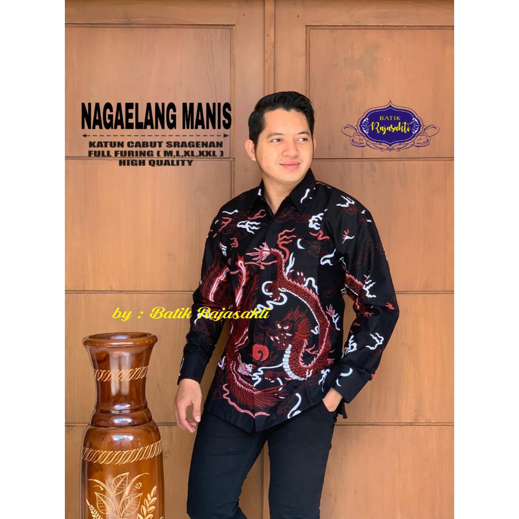 NAGAELANG MANIS Kemeja Batik Pria Lengan Panjang Katun Halus FULL FURING Rajasakti