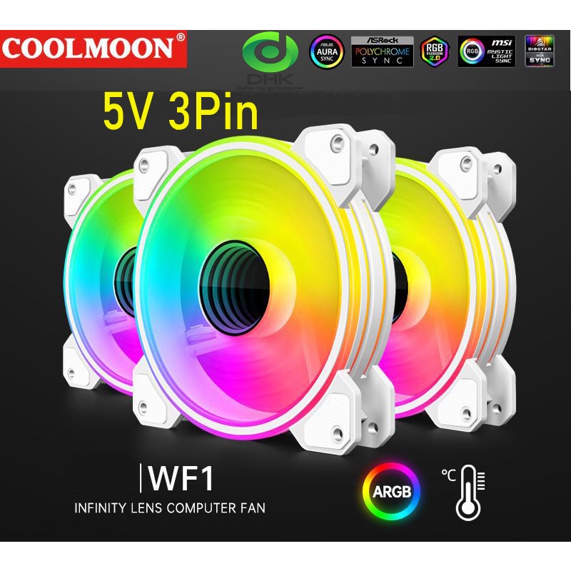 Fan coolmoon WF1 Infinity Lens 5v 3Pin ARGB Pwm 12Cm