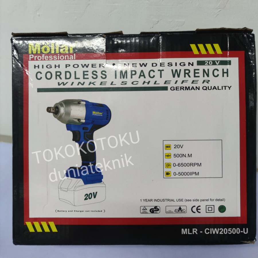 MOLLAR CIW20500 Cordless Impact Wrench Brushless 500 Nm / JLD 48s