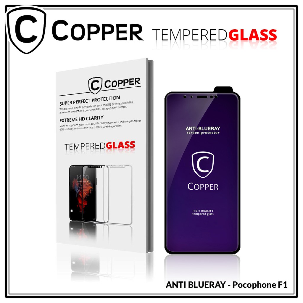 Xiaomi Pocophone F1- COPPER Tempered Glass Full Blue Ray