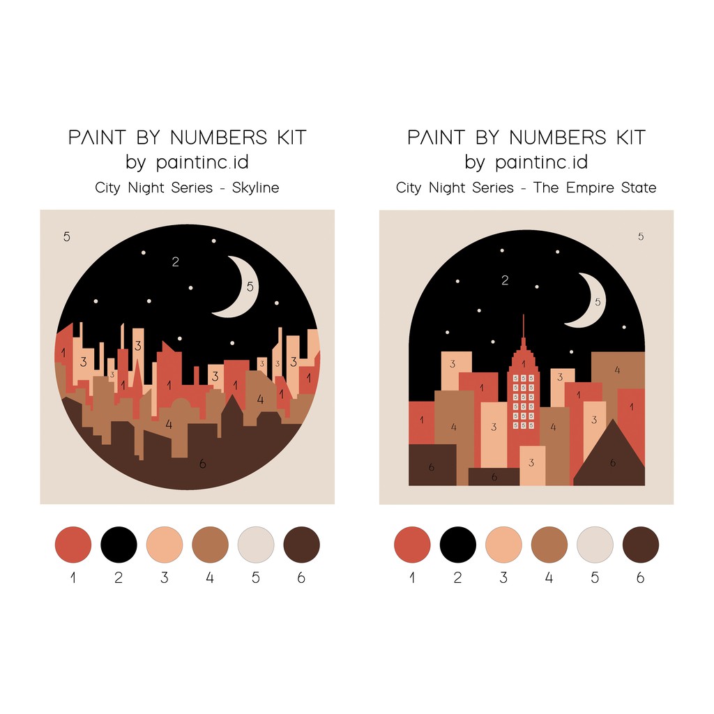 

HJK Paint by Numbers Kit: SET OF 2 City Night Series Paint Inc. ID Painting Kit Paint by Number