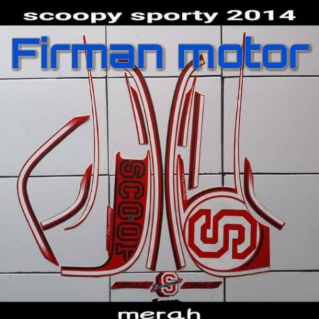 Striping stiker list body scoopy sporty 2014 merah