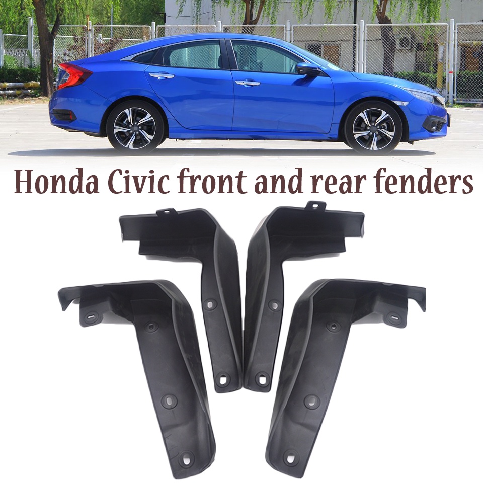 1 Set Mud Flap Pelindung Splash Untuk Fender Mobil Honda Civic 4 Pintu Sedan 2016 2017 2018 2019