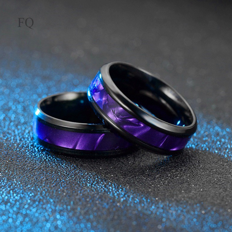 Cincin Tungsten Ukuran 8mm Aksen Garis Biru Warna Hitam Untuk Pria