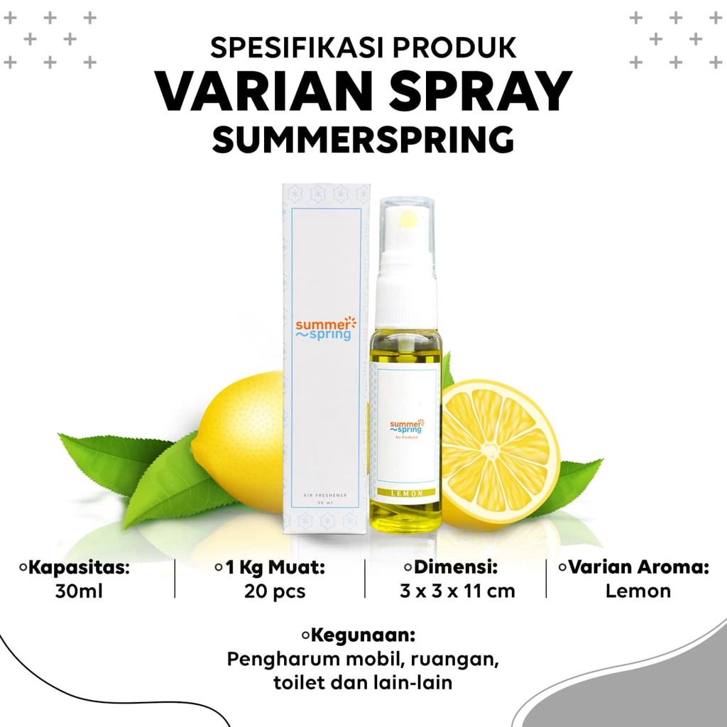 SummerSpring Spray Pengharum Mobil AC Aroma Lemon Pewangi Ruangan Kamar Tidur Parfum Kamar Mandi