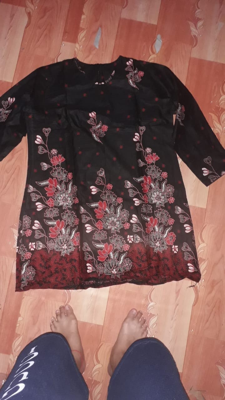 Batik Couple Keluarga Sania Ruffle Ori Ndoro Jawi Motif Sakura Merah