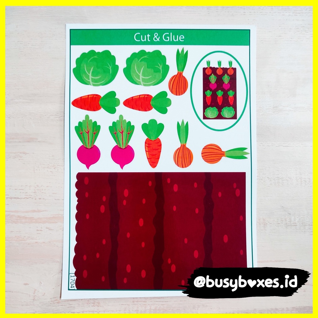 [busyboxes.id] Mainan Edukasi Anak 3 tahun mainan edukasi anak 2 tahun Aktivitas Menggunting dan Menempel Cut &amp; Glue Seri Buah dan Sayur Worksheet Gunting Tempel Cut and Glue