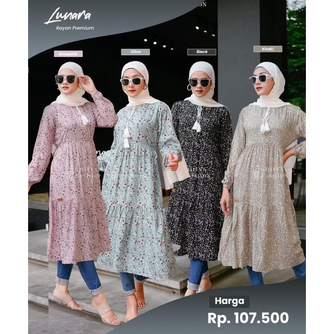 TERBARU ✓ LONG TUNIK RAYON PREMIUM LUNARA  BY GHINA FASHION