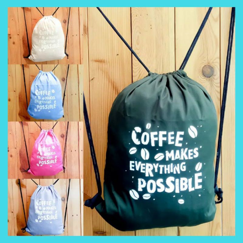 STRINGBAG TAS RANSEL SERUT SABLON COFFEE MAKES |bahan drill halus premium