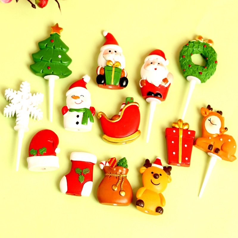 READY STOCK Cake Topper Christmas Santa Merry Xmas Natal Hiasan Tusukan Kue