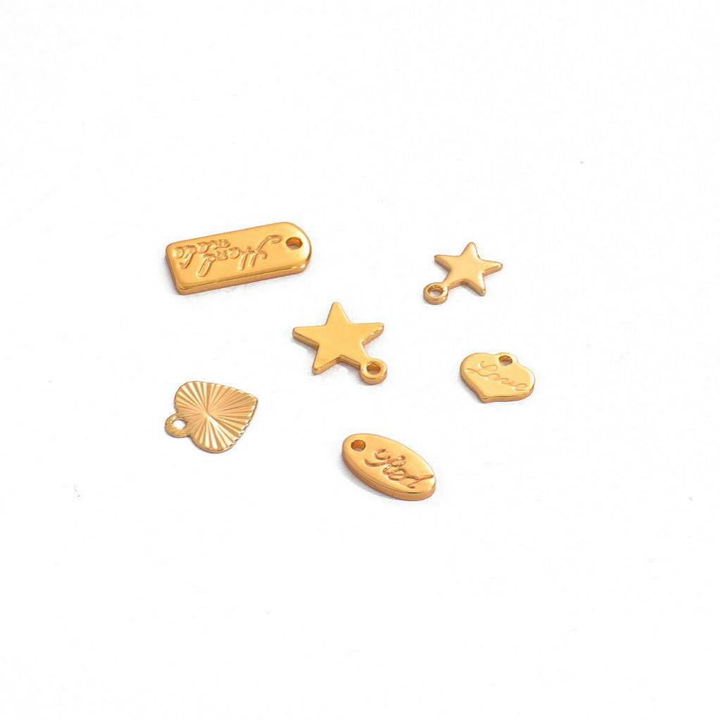 CHARMS 5pcs Rantai Extender Lapis Emas 18k Bentuk Bintang / Hati Untuk Membuat Perhiasan Diy