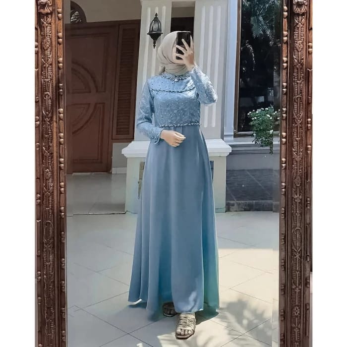 CUCI GUDANG BISA SERAGAM | Tiara Dress Gamis Pesta Velvet Brukat Premium | Gamis Modern Muslim Terla