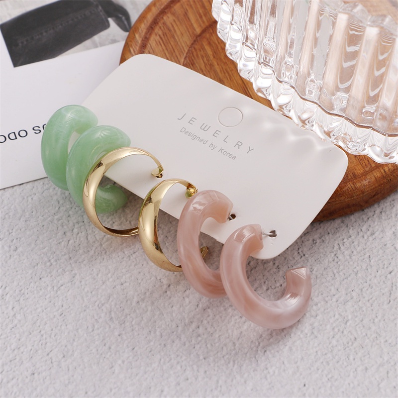 3 Pasang / Set Anting Resin Bentuk Macaron Untuk Pria Dan Wanita