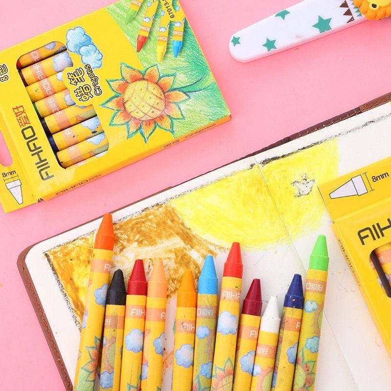 Deli 24 warna oil pastel desain Barrel sehingga mudah untuk mengambil dan menempatkan