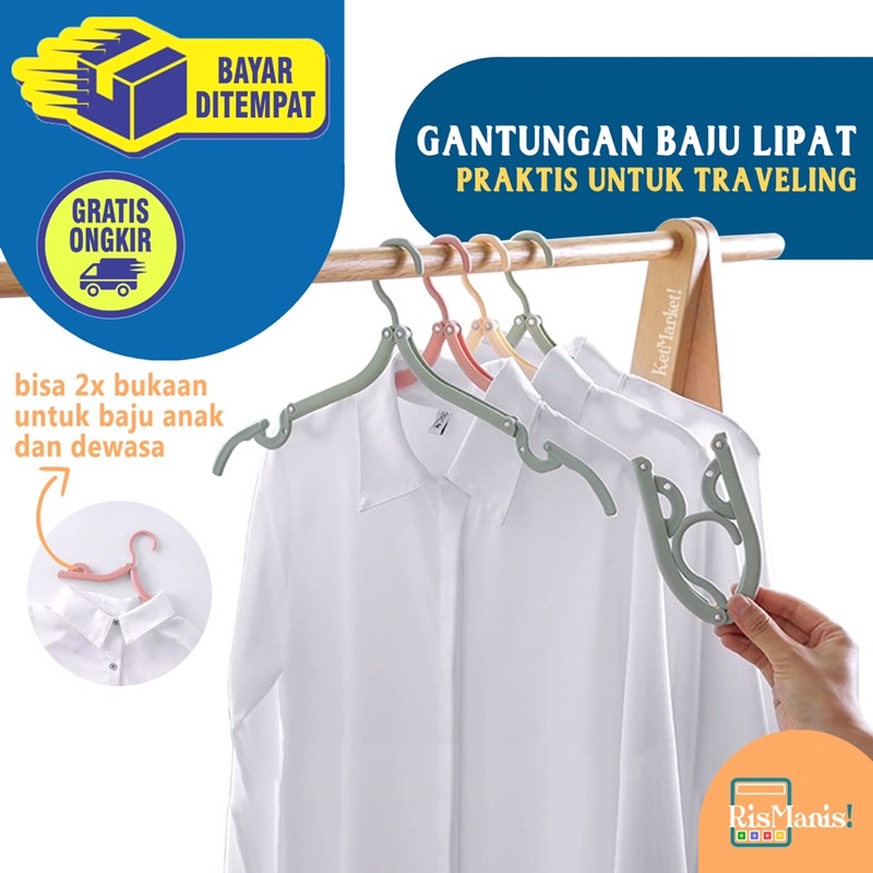 FOLDABLE TRAVEL HANGER - Gantungan Lipat Serbaguna Jemuran Baju Anak Dewasa Praktis Serbaguna