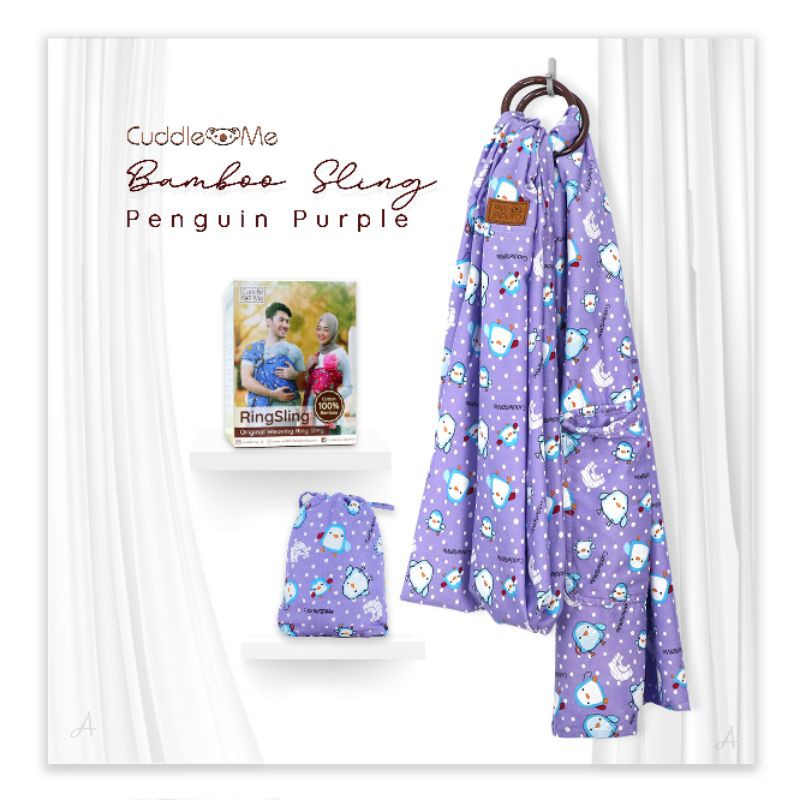B1203 Cuddle Me Gendongan Bayi Ring Sling Bamboo Sling Ringsling Cuddleme Murah M Shape Jarik-Pinguin purple