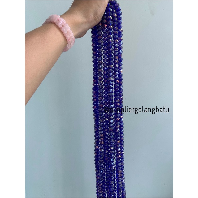Crystal Ceko 12mm BLUE QUARTZ metallic biru kuarsa metal kristal impor bahan kalung gelang anting strap mask kerajinan tangan craft citayam fashion week etink vintage elegan bali manik crystal