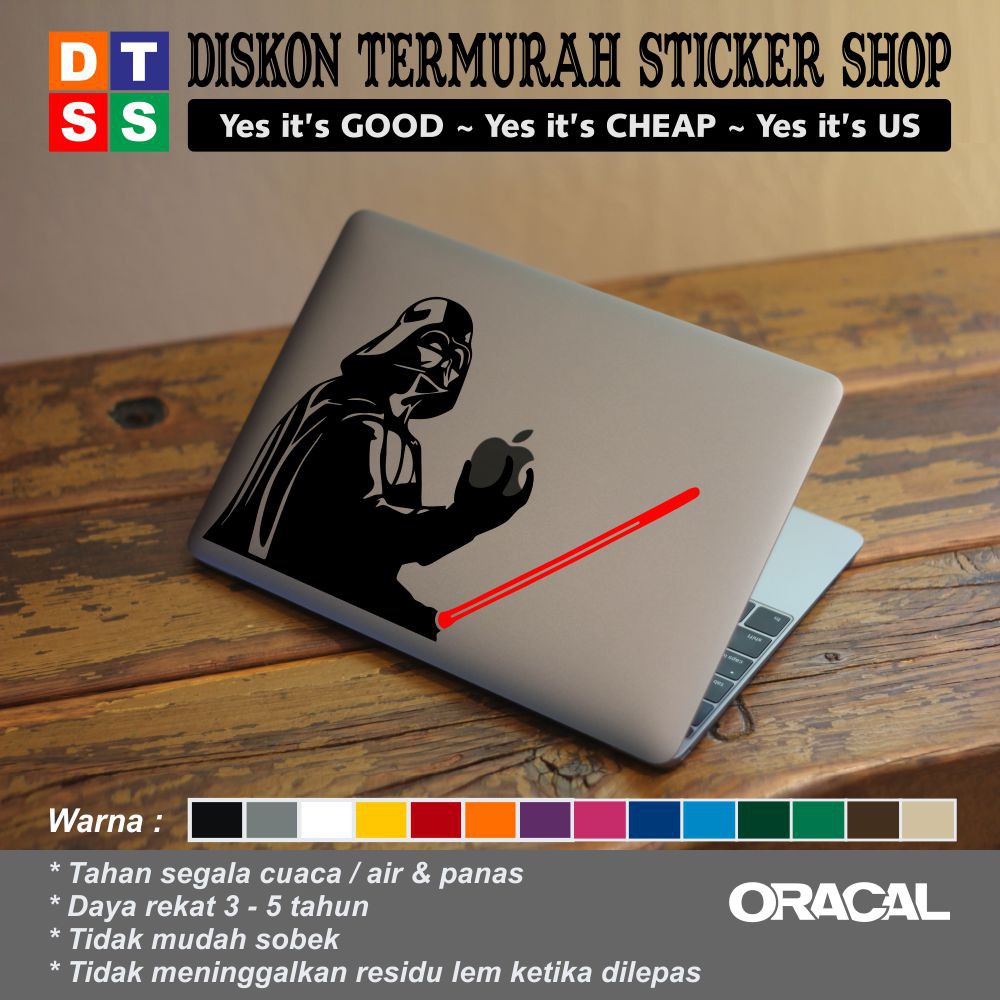 Sticker Aksesoris Laptop Apple Macbook Darth Vader Holding Apple